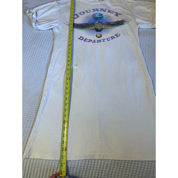 Journey Departure Tour Cotton Roll Short Sleeve Graphic Midi Tee Shirt Dress Med - Picture 2 of 11